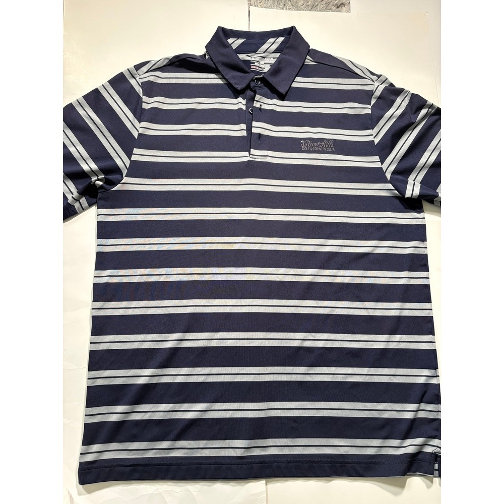 Under Armour HeatGear Polo Shirt Men's Large Blue Striped Golf River Hills